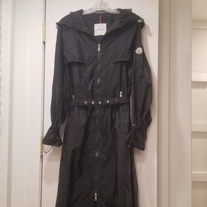 Moncler black parka raincoat trench coat sz 2 Large women